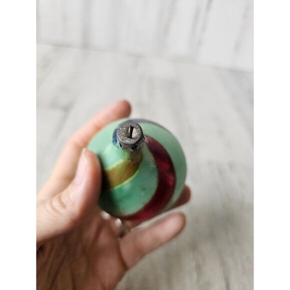 Antique striped green Mercury teardrop ornament glass Xmas tree blue red gold - Picture 7 of 10